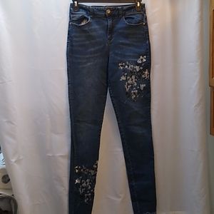 Alloy blue jeans black and white floral design